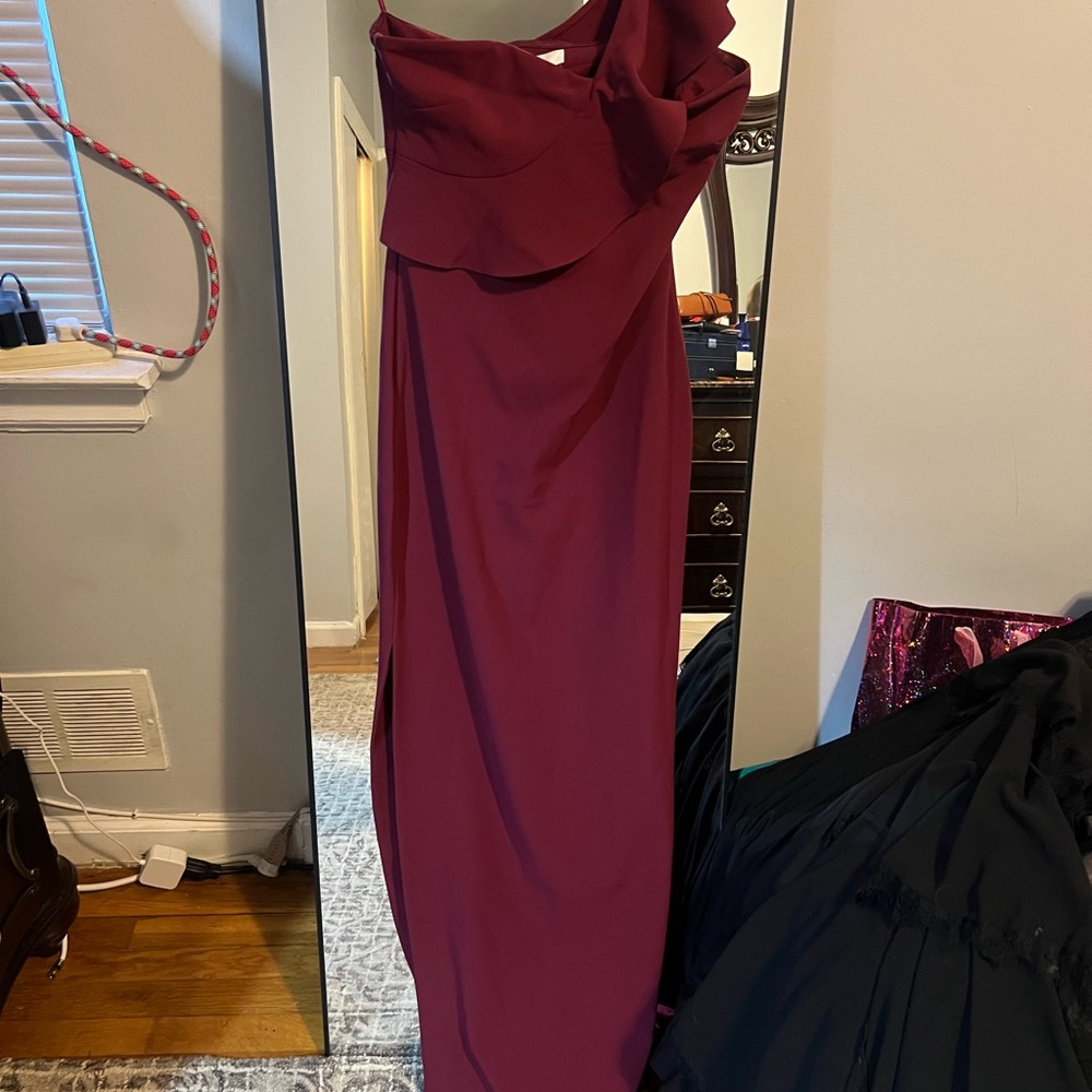 Likely NWT One Shoulder Burgundy Dress